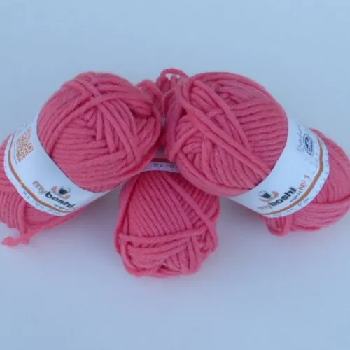 3 Pink Raspberry Myboshi Wool Yarn Balls Pack