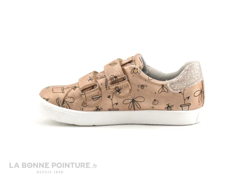 Buy Bopy Kids Shoes City Shoes, KOUKI by Bopy TAOFI Sale - Peach Print - Velcros - Girls Sneakers.