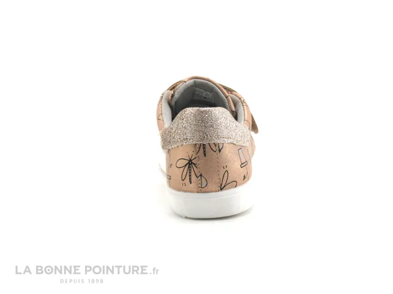 Buy Bopy Kids Shoes City Shoes, KOUKI by Bopy TAOFI Sale - Peach Print - Velcros - Girls Sneakers.