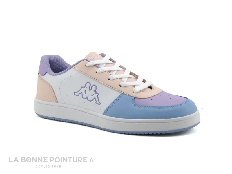 Kappa Malone Jr Sneakers for Girls - White Pink Blue - Stylish Basketball Shoes.