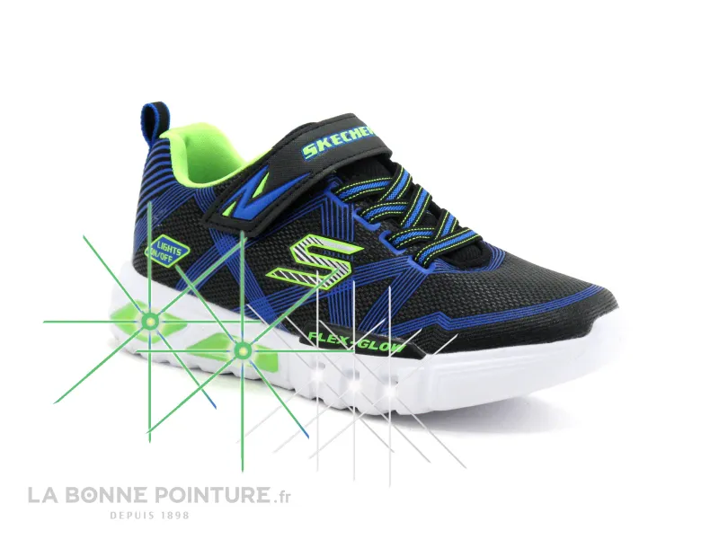 Achat chaussures Skechers Enfant Basket, vente Skechers Light FLEX GLOW - 90542L - Marine - Bleu - Lime - Sneakers