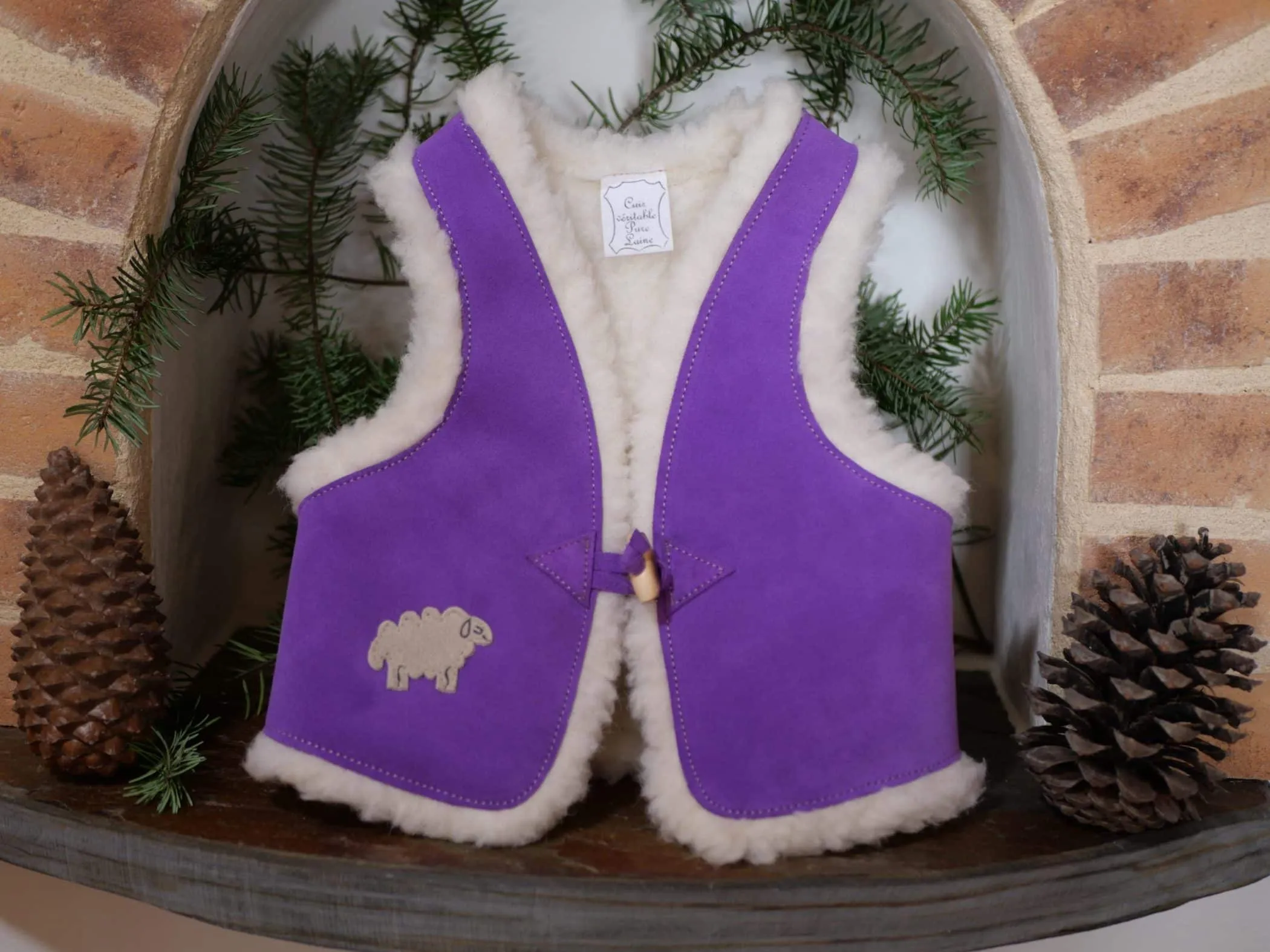 Baby Sheepskin Lined Leather Vest - Handcrafted by Polaine Leather in the Cévennes