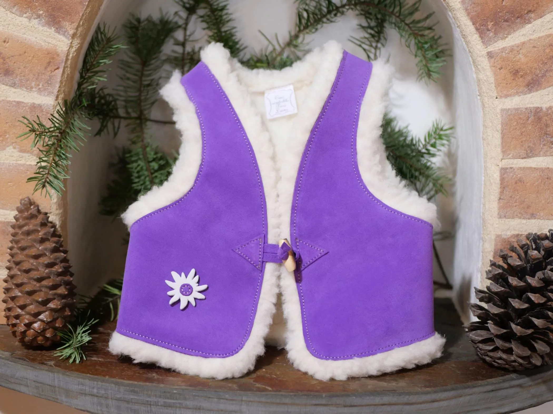 Baby Sheepskin Lined Leather Vest - Handcrafted by Polaine Leather in the Cévennes