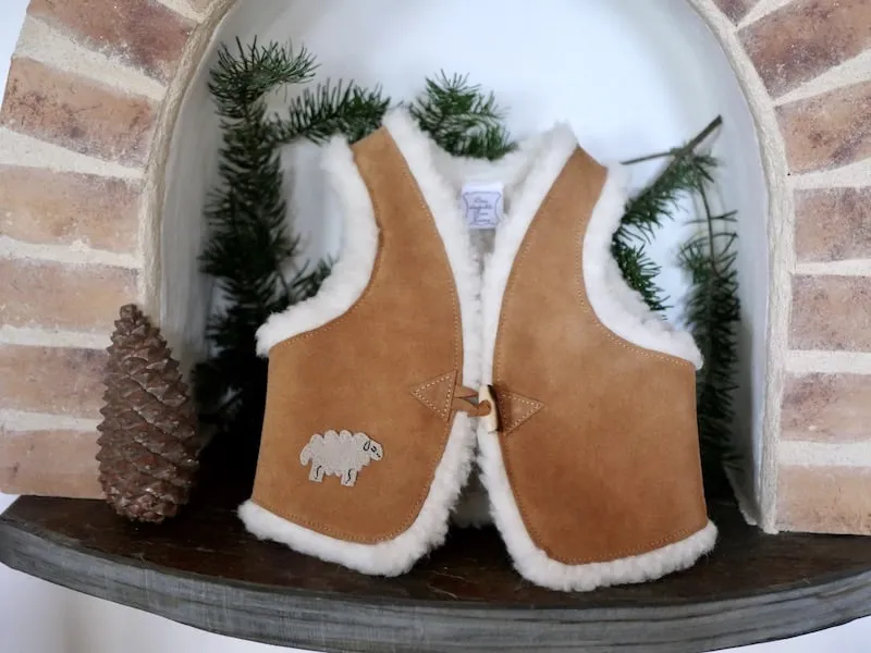 Baby Sheepskin Lined Leather Vest - Handcrafted by Polaine Leather in the Cévennes