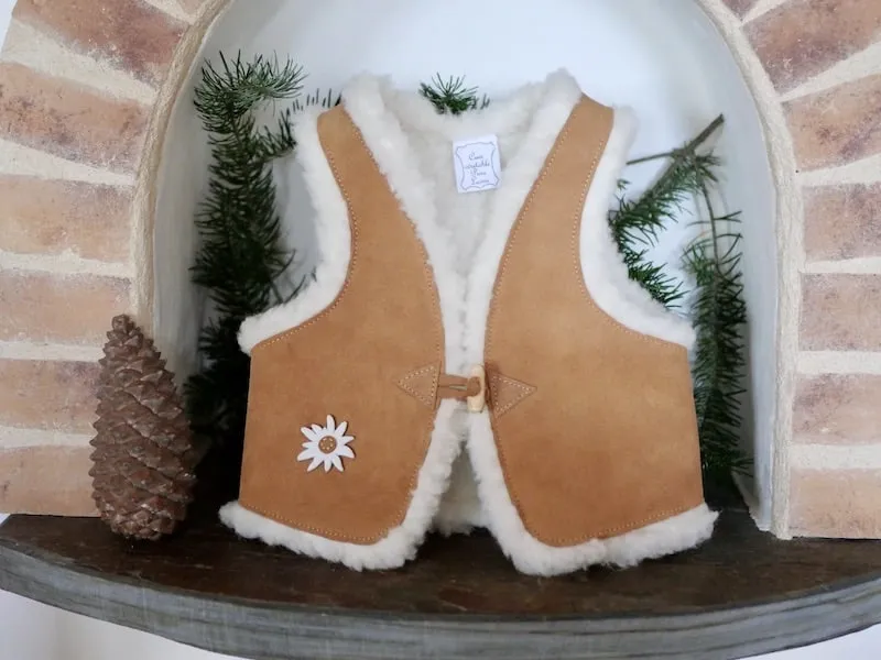 Baby Sheepskin Lined Leather Vest - Handcrafted by Polaine Leather in the Cévennes