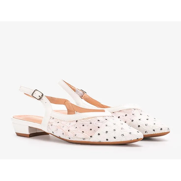 White lace ballet flats Marlioz