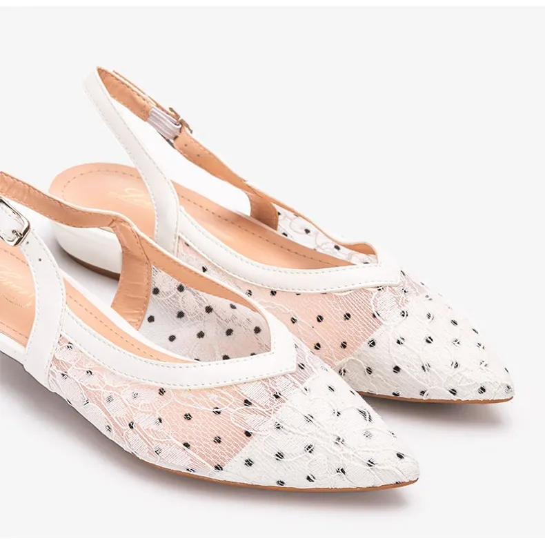 White lace ballet flats Marlioz