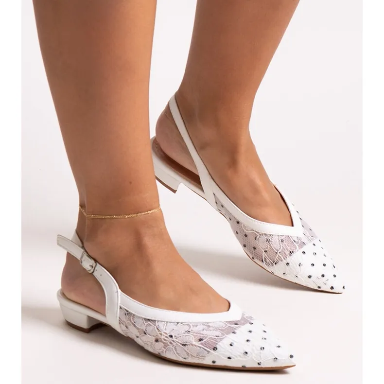 White lace ballet flats Marlioz