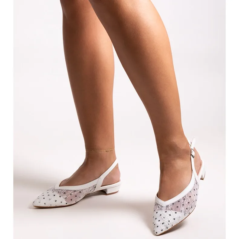 White lace ballet flats Marlioz