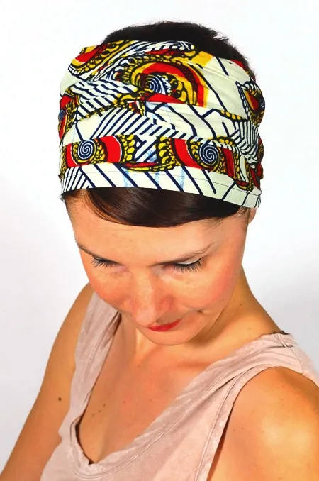 African Fabric Chemotherapy Headscarf - Shell Wax