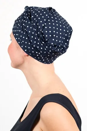 Navy Blue Polka Dot Cotton Wide Headband