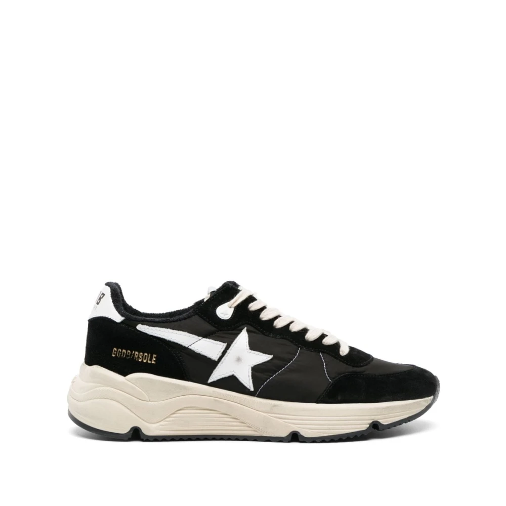 Baskets de course noires avec empeigne en nylon et bout en daim