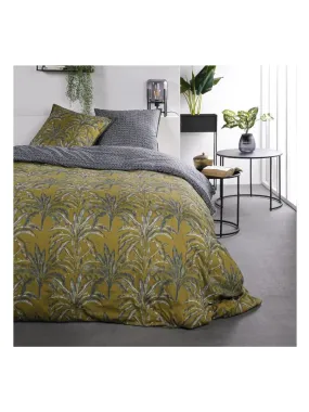 Bedding set for 2 people with jungle print 'SUNSHINE' 'TODAY' - Brown.