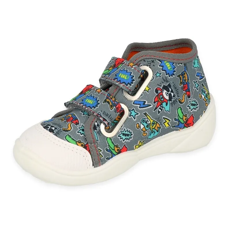 Befado kids' gray multicolored shoes, orange details.