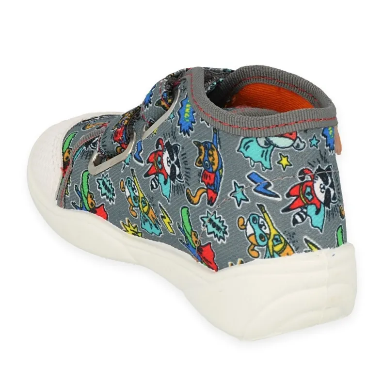 Befado kids' gray multicolored shoes, orange details.