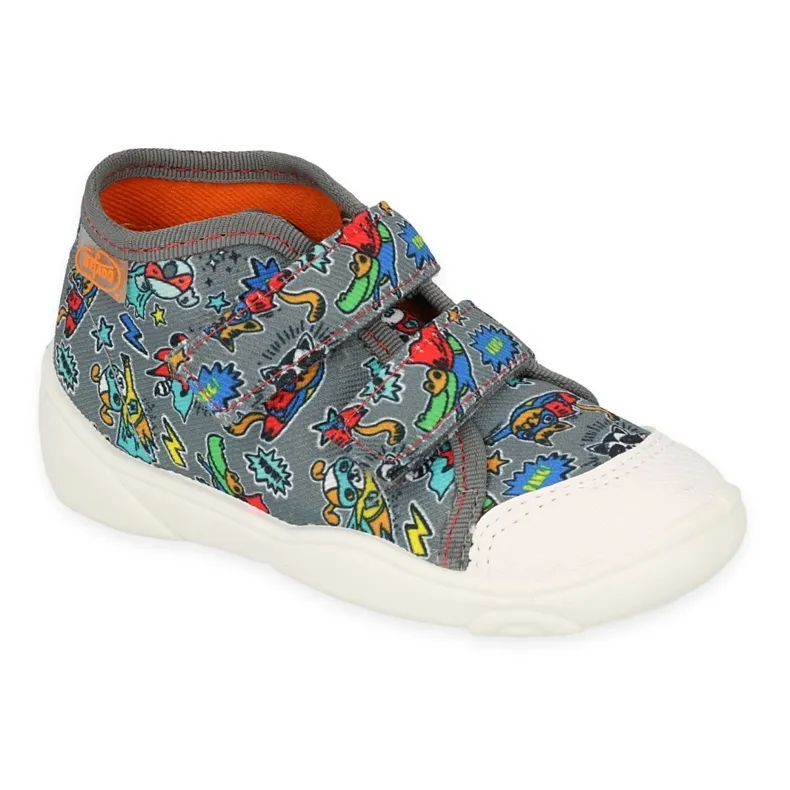 Befado kids' gray multicolored shoes, orange details.