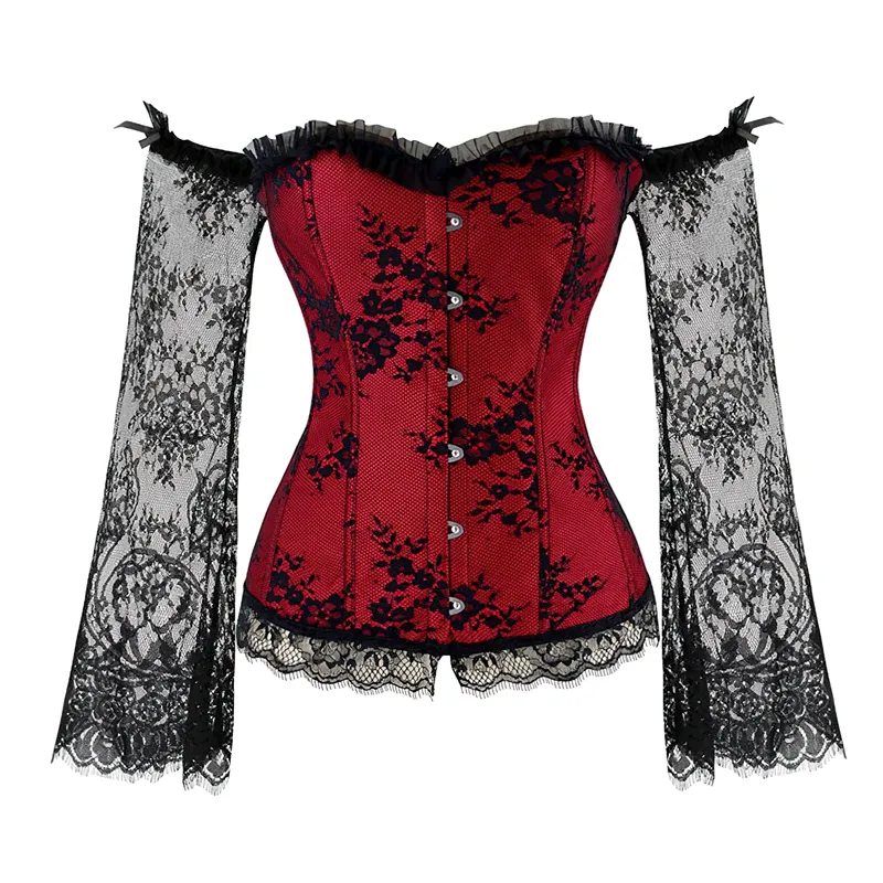 Black and Red Lace Bustier Corset