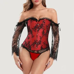 Black and Red Lace Bustier Corset