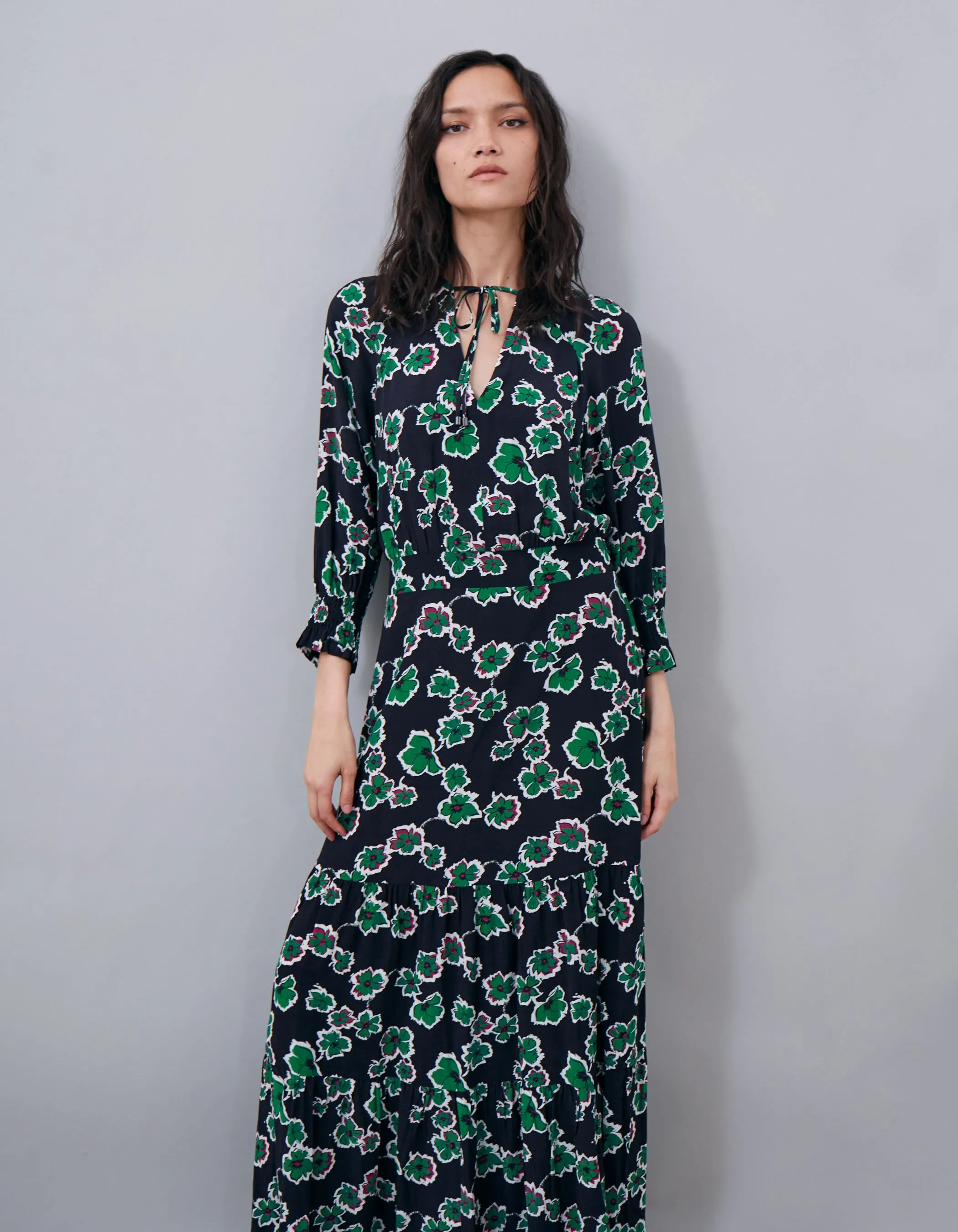 Black Floral Maxi Dress for Women.