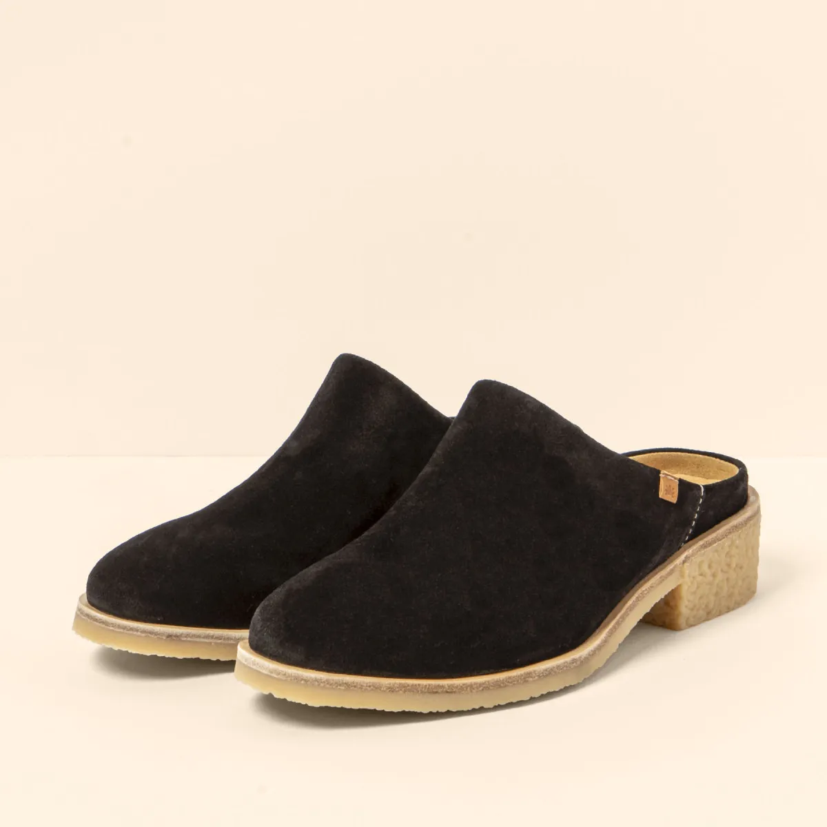 Black Suede Block Heel Mules