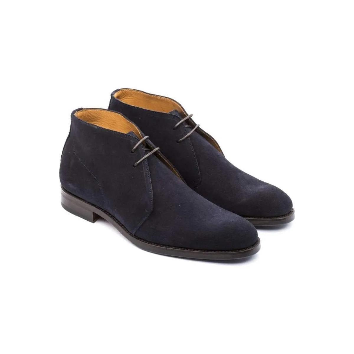 Blue Suede Lace-Up Boots