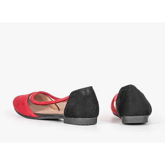 BM Red Suede Kids Ballet Flats - Short Style