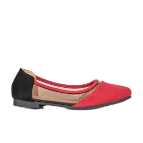 BM Red Suede Kids Ballet Flats - Short Style