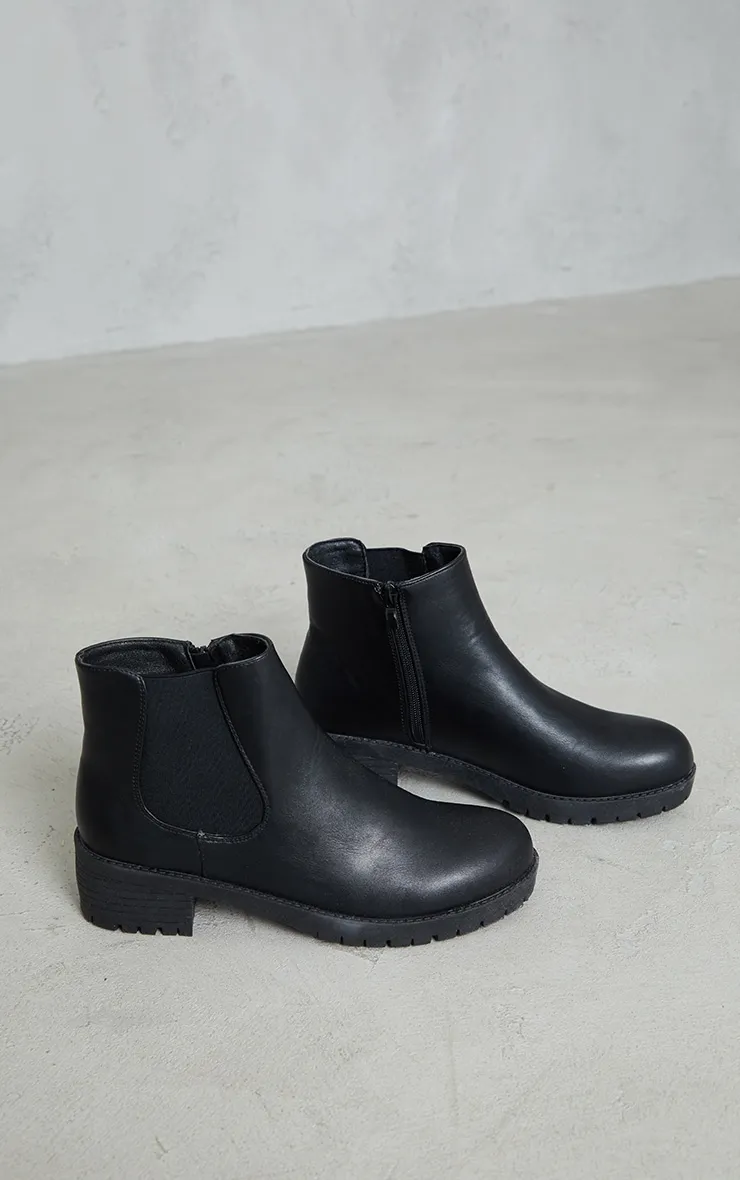 Bottines chelsea rondes en PU noir