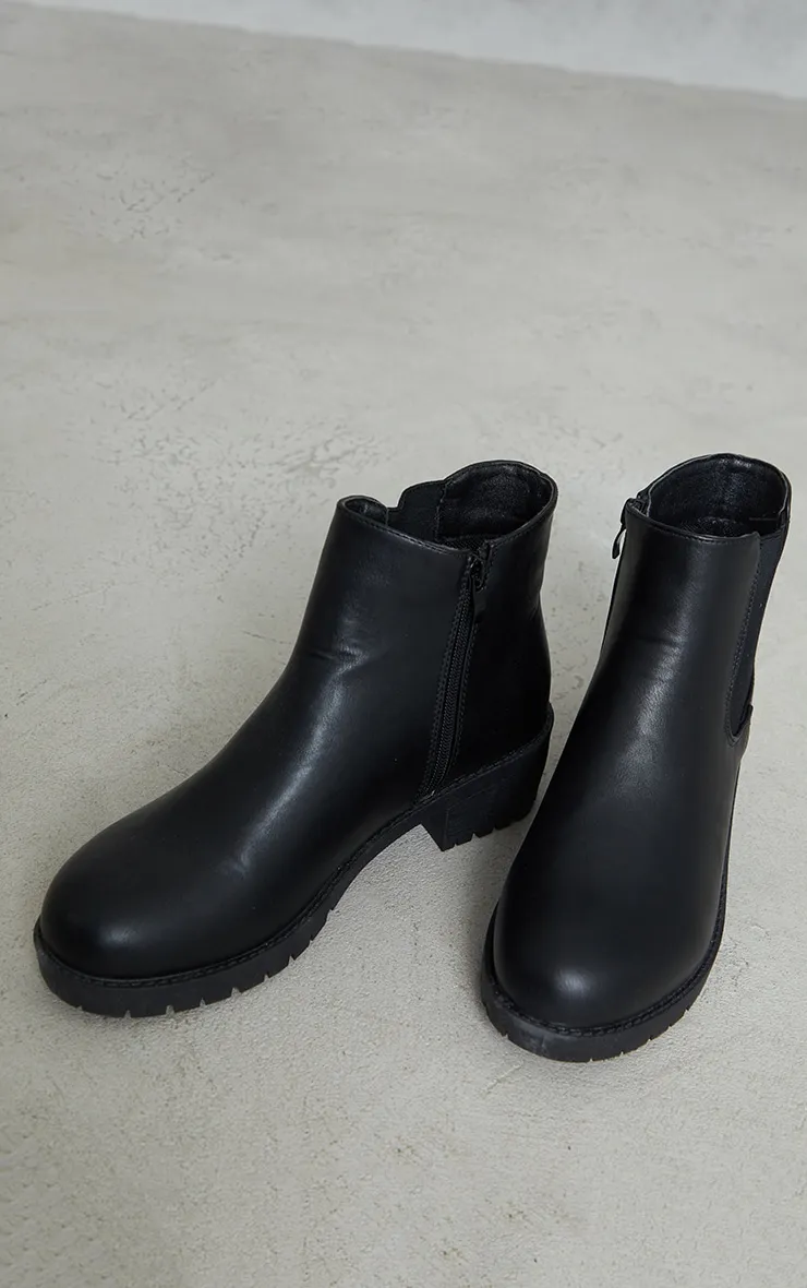 Bottines chelsea rondes en PU noir