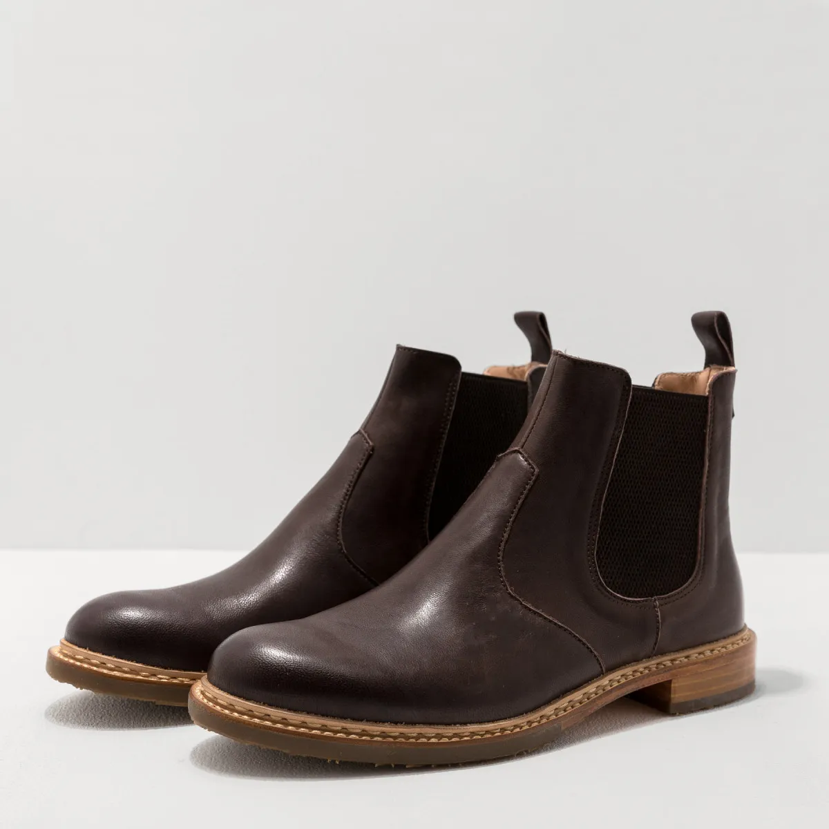 Brown Matte Leather Chelsea Boots