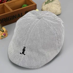 Gray Striped Kids Baseball Beret