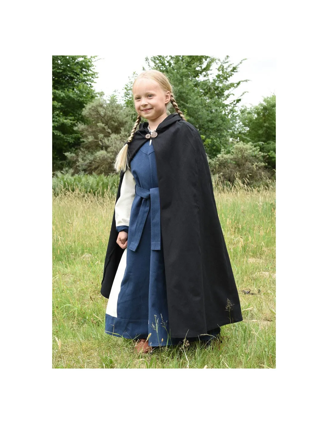 Cape médiévale pour enfants, noire ⚔️ Boutique Épées