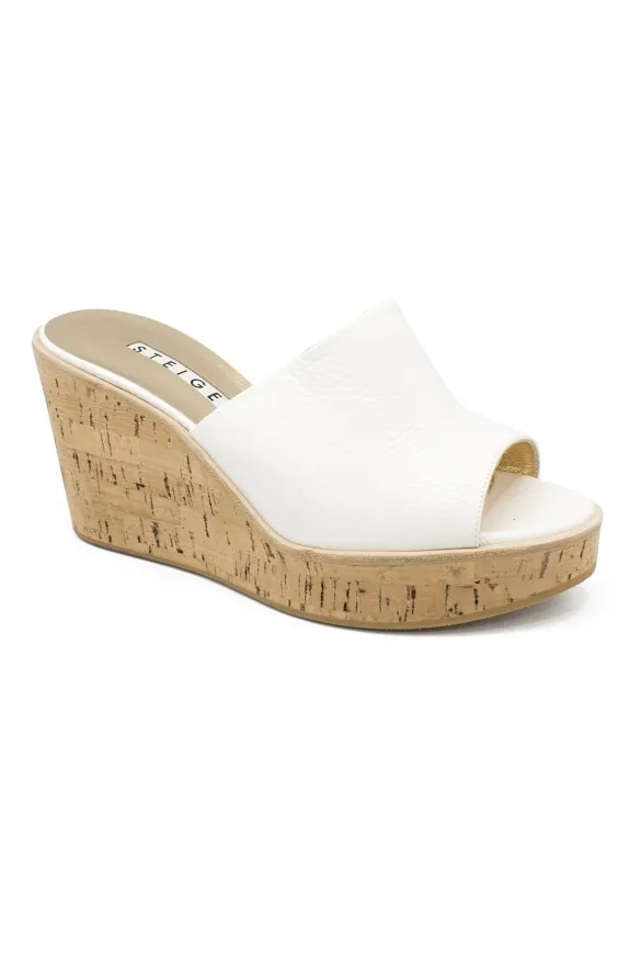 Luxury Women's Shoes - White Walter Steiger Platform Mules