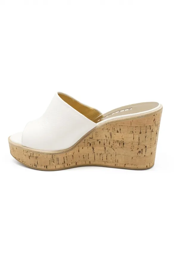 Luxury Women's Shoes - White Walter Steiger Platform Mules