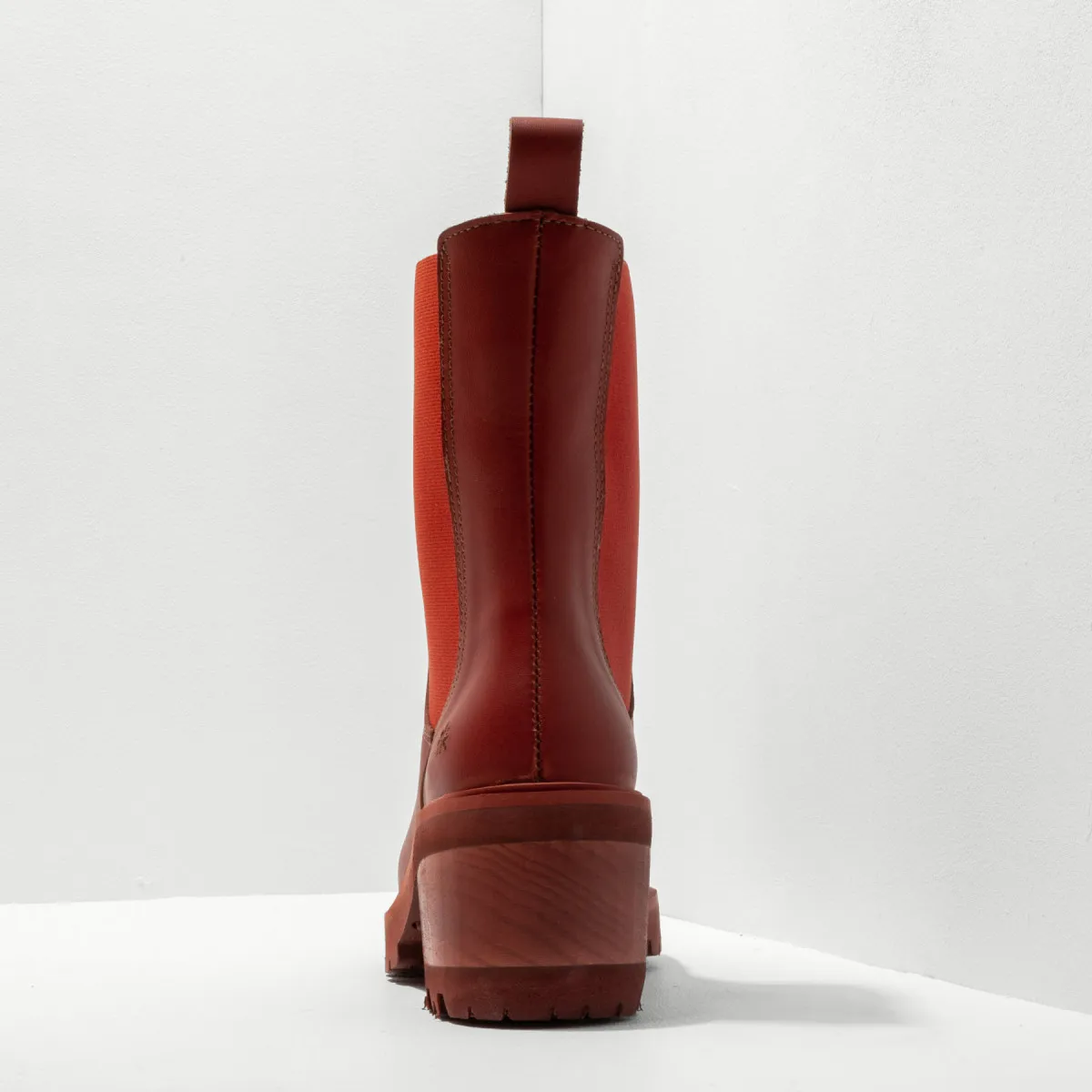 Chelsea Boots à talon cuir gras - Rouge