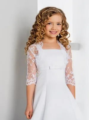 Child's Bolero with 3/4 Sleeve Lace - Kids Cardigan