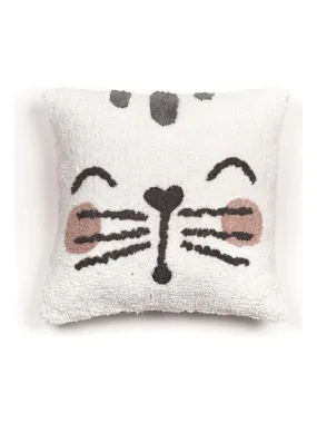 Coussin déhoussable tufté 'FUNNY CHAT' 'TODAY' - Blanc