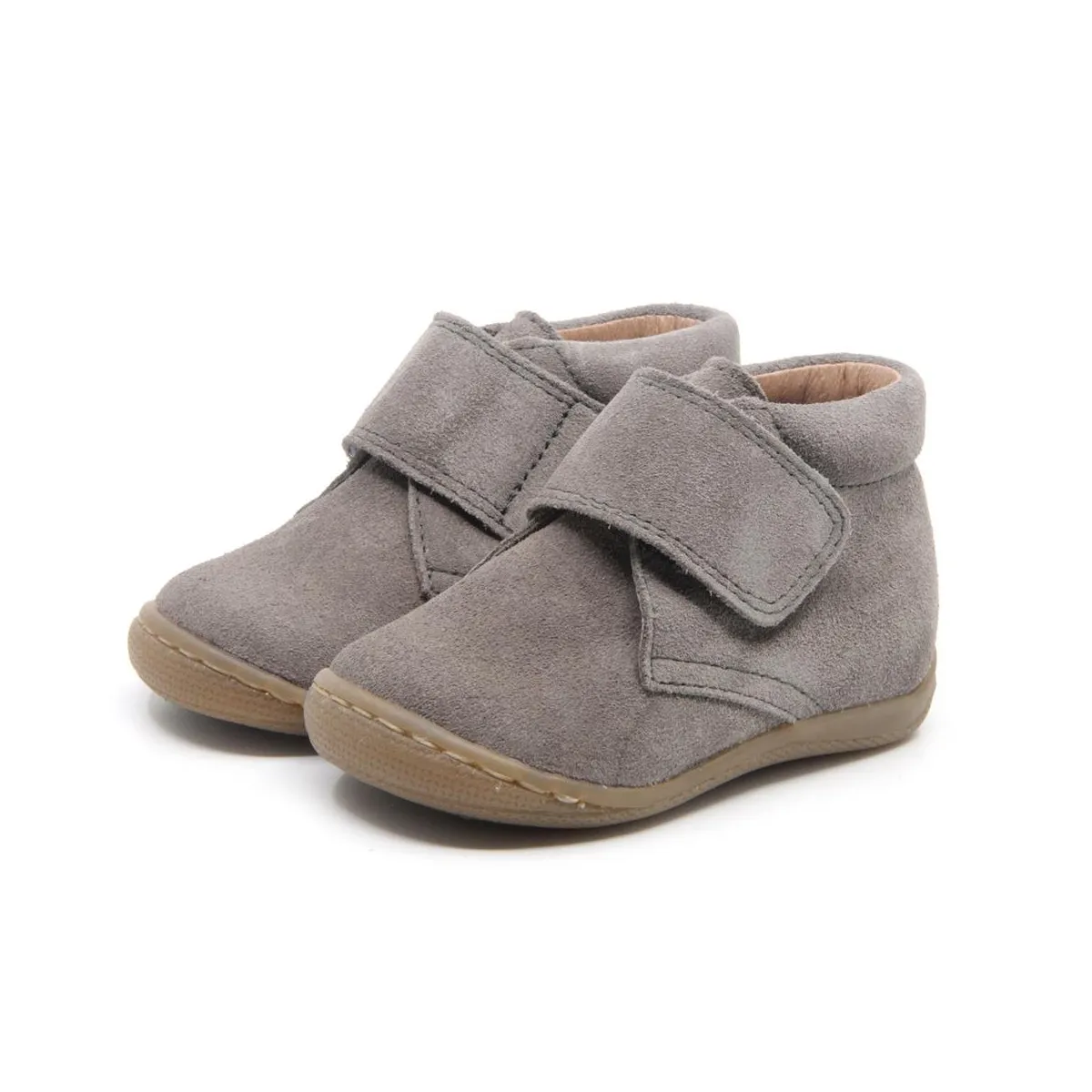 Daim Gris Chaussures Enfant à Scratch.