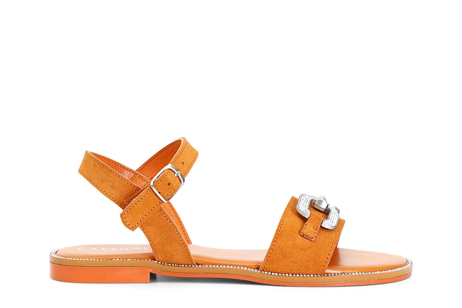 daim sandals with jewel embellishment by CafèNoir - Mango