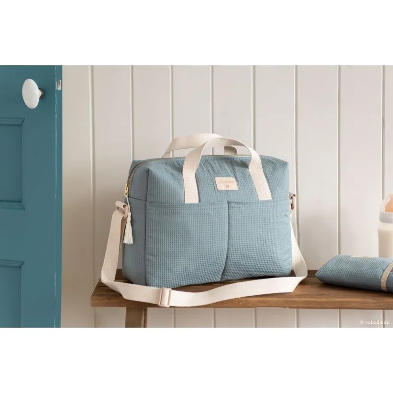 Diaper bag Gala - Stone blue - NOBODINOZ - Perlin Paon Paon