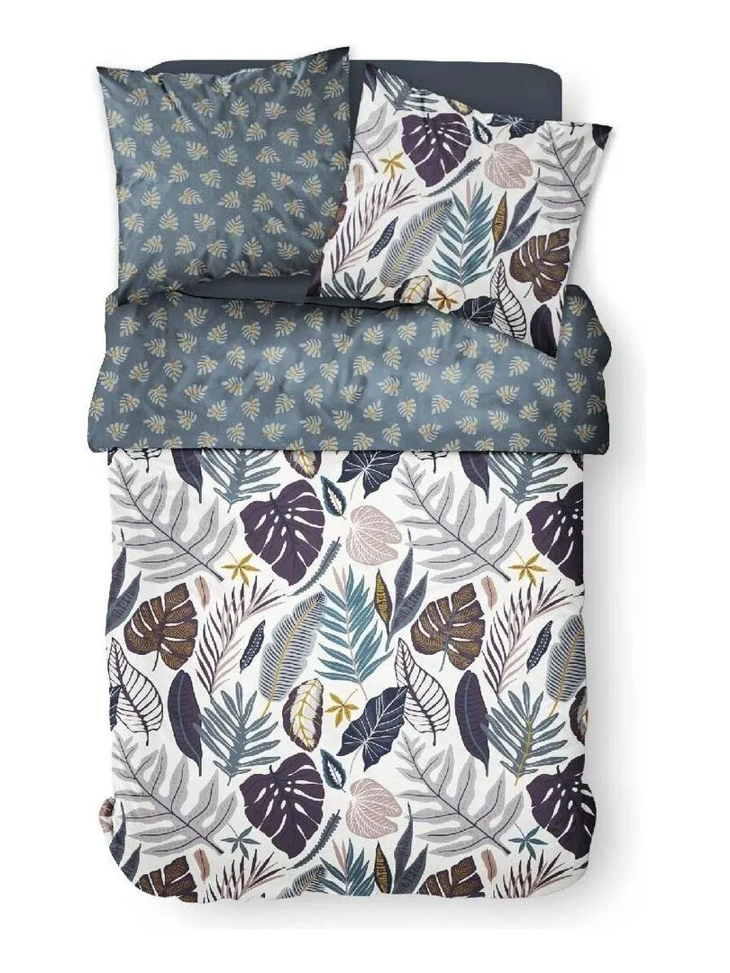 Double bed floral print 'SUNSHINE' 'TODAY' bedding set - Blue