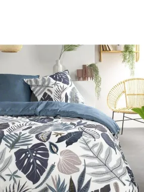 Double bed floral print 'SUNSHINE' 'TODAY' bedding set - Blue