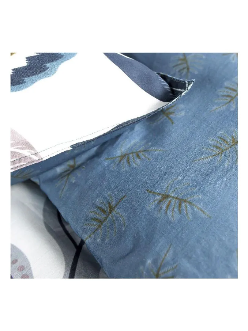 Double bed floral print 'SUNSHINE' 'TODAY' bedding set - Blue