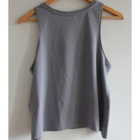 débardeur brodé femme yoga - bleu gris