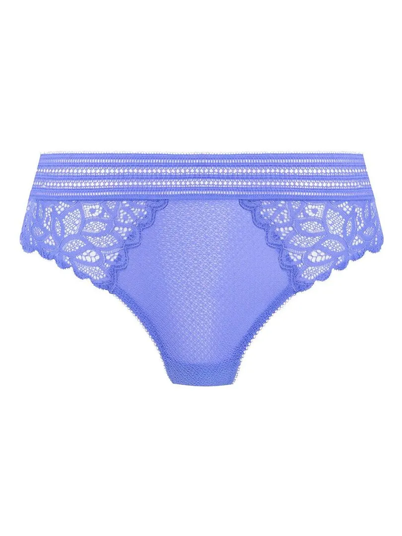 Elegant High-Waisted Shaping Panties with Refined Lace - Blue