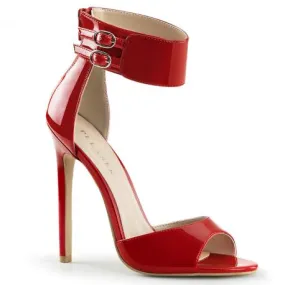 Red Patent Leather Open Toe High Heel Pumps, Sizes 35-44.