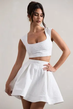 Estela | Crop top en dentelle blanche et décolleté en carré