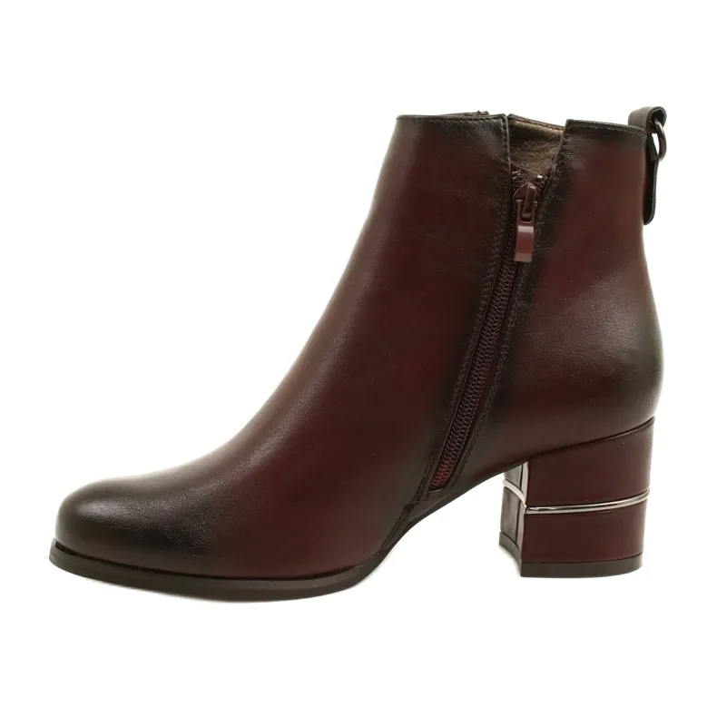 Fashionable Bordeaux Women's Boots - Poula M.Daszyński SA125A-2 Red