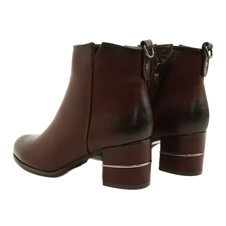 Fashionable Bordeaux Women's Boots - Poula M.Daszyński SA125A-2 Red