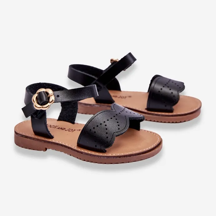 FR1 Black Classic Sandals for Kids Izzy the Black